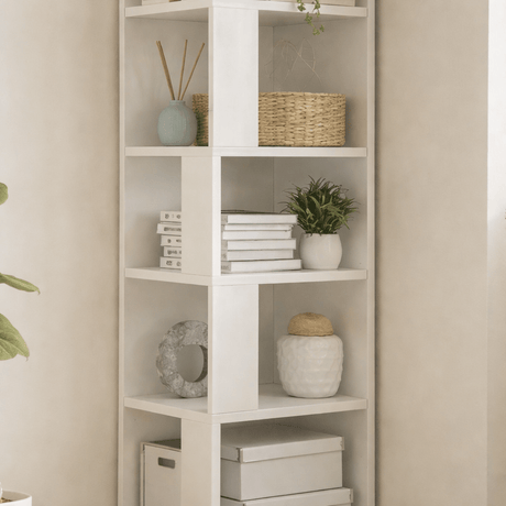 Bookcase piano white melamine 34x161x34 cm
