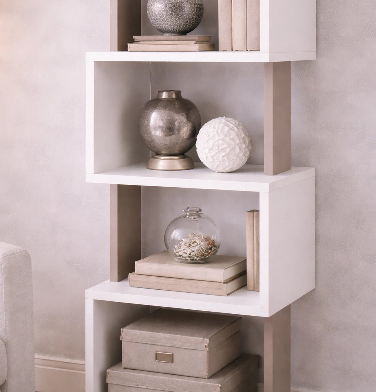 Bookcase Piri White Mokka Melamine 35x161x30 cm