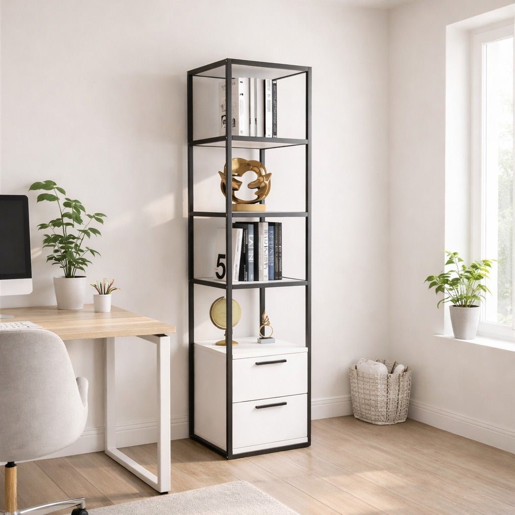 Bookcase Robbins Black Black White Melamine 39X160X39 CM