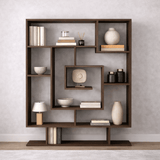 Boekenkasten - Boekenkast Sarma wengé bruin melamine 124,8x149,4x22 cm - Dimehouse