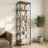 Bookcase Suadiye Atlantic Pine Black Melamine 50x180x30 cm