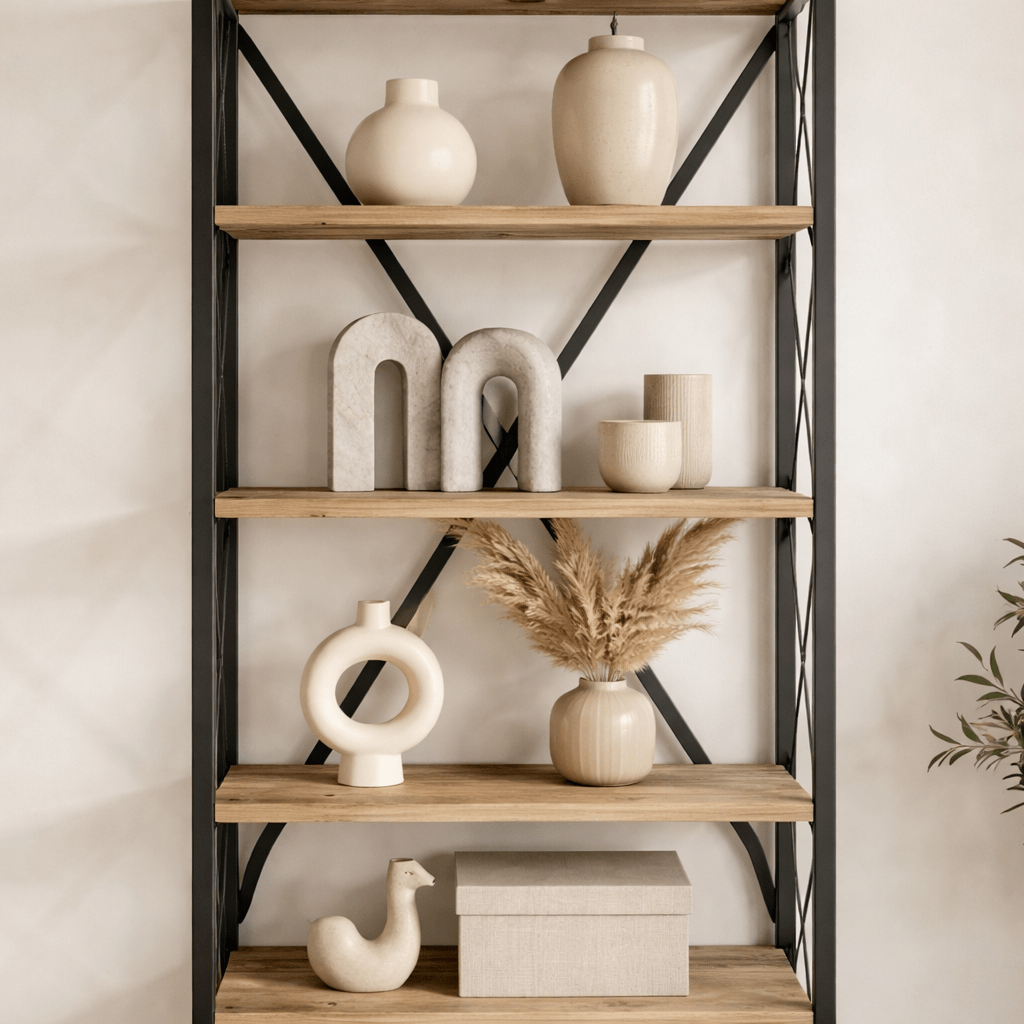 Bookcase Suadiye Atlantic Pine Black Melamine 50x180x30 cm
