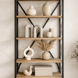 Bookcase Suadiye Atlantic Pine Black Melamine 50x180x30 cm