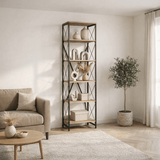 Bookcase Suadiye Atlantic Pine Black Melamine 50x180x30 cm
