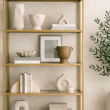 Modern chic Veneto bookcase gold metal glass 80x165x30 cm