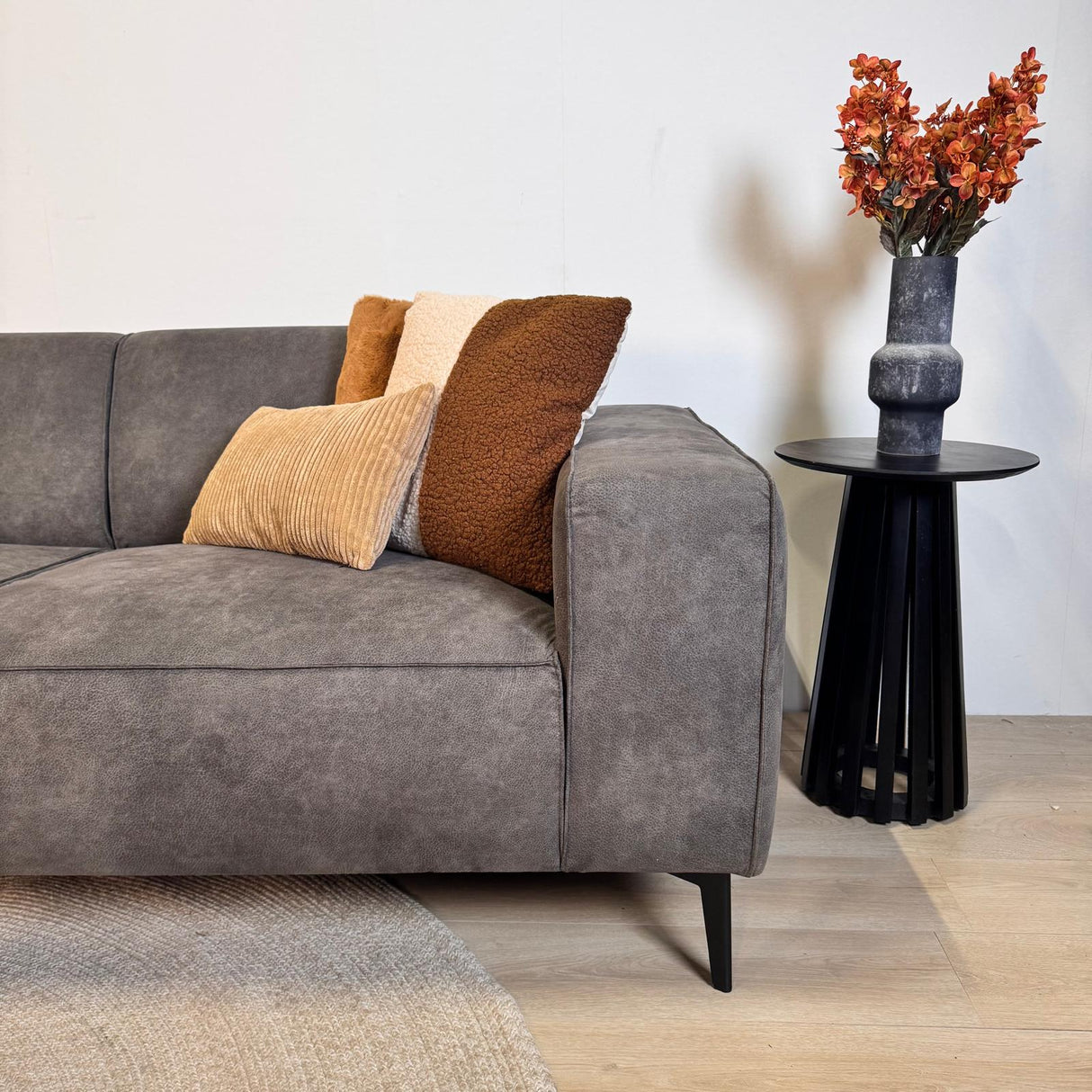 Industrial corner sofa anthracite eco-leather Brisbane - left 