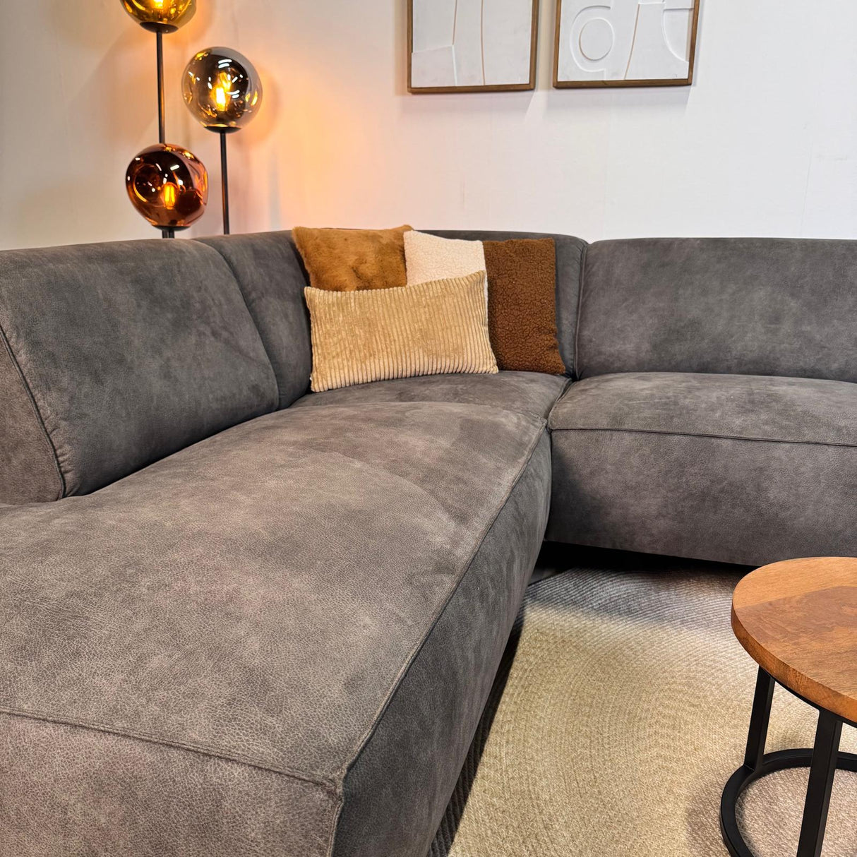 Industrial corner sofa anthracite eco-leather Brisbane - left 