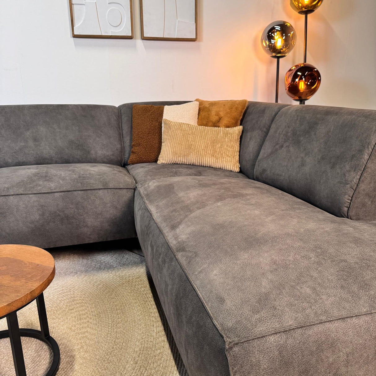 Industrial corner sofa anthracite eco-leather Brisbane - right 