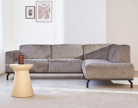 Corner sofa with high legs taupe velvet Chloe - right 