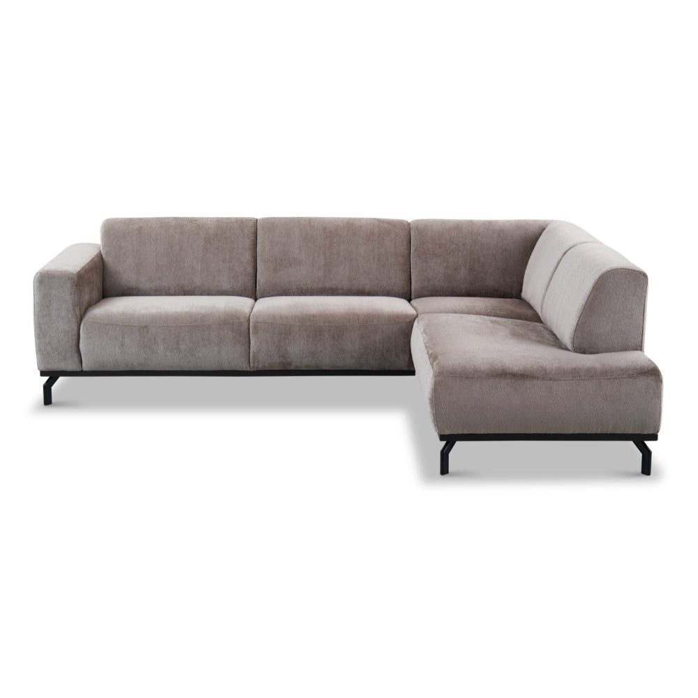 Corner sofa with high legs taupe velvet Chloe - right 
