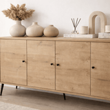 Dressoirs - Calvin Dressoir Eikenlook met soft - close 180 cm Melamine - Vier deuren - Dimehouse