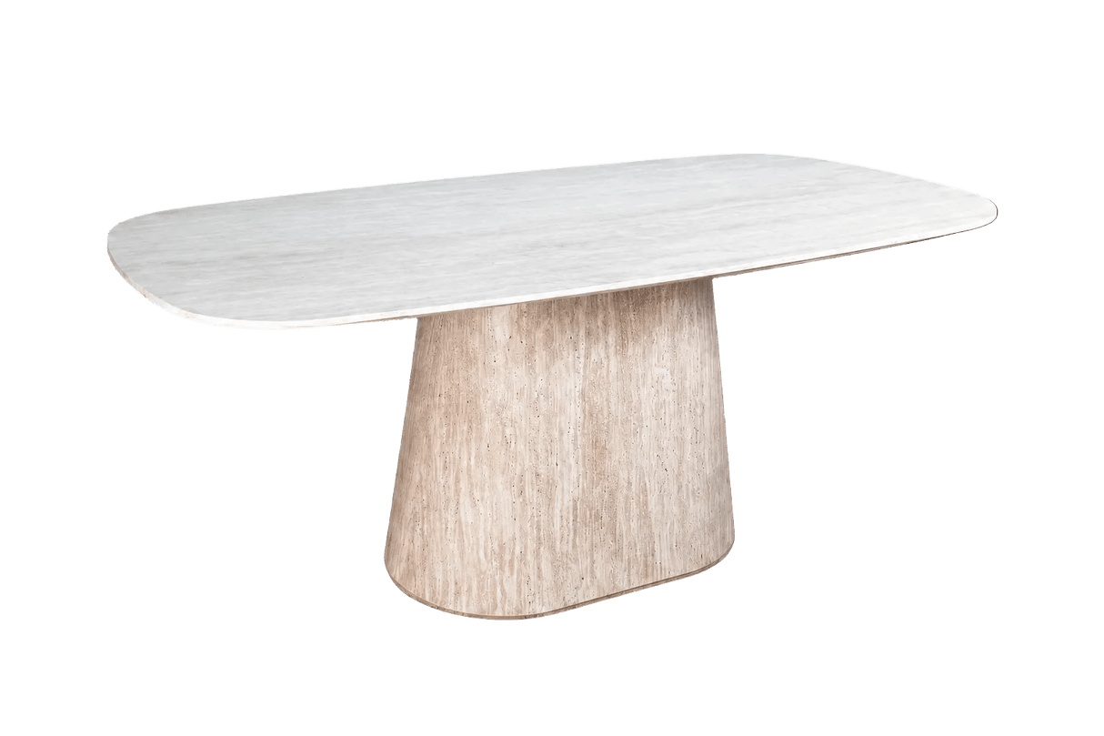 Eettafels-Sintered Stone Marmerlook Travertin Eettafel Lea 180x90 cm - Deens Ovaal-Dimehouse