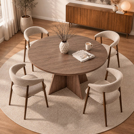 Eettafels-Eetkamertafel rond Walnoot - 120 cm - Mary-Dimehouse