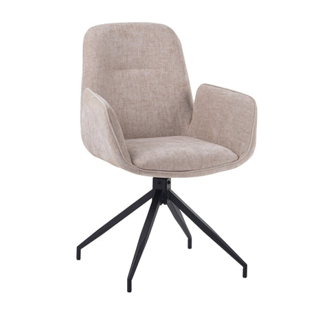 Rotatable Dining Chair Nela Chenille Beige - With Armrests 