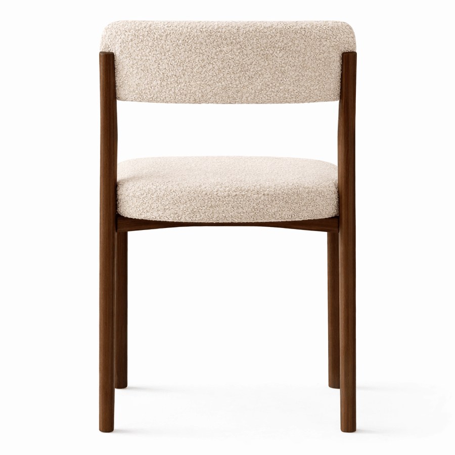 Dining chair bouclé sand Aiko - walnut look frame - Japandi