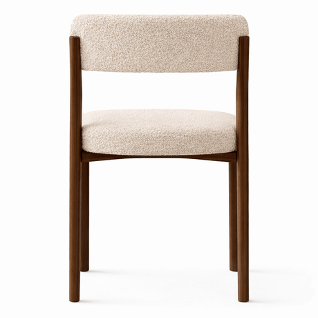 Dining chair bouclé sand Aiko - walnut look frame - Japandi