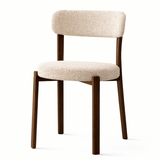 Dining chair bouclé sand Aiko - walnut look frame - Japandi