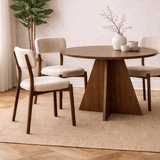 Dining chair bouclé sand Aiko - walnut look frame - Japandi