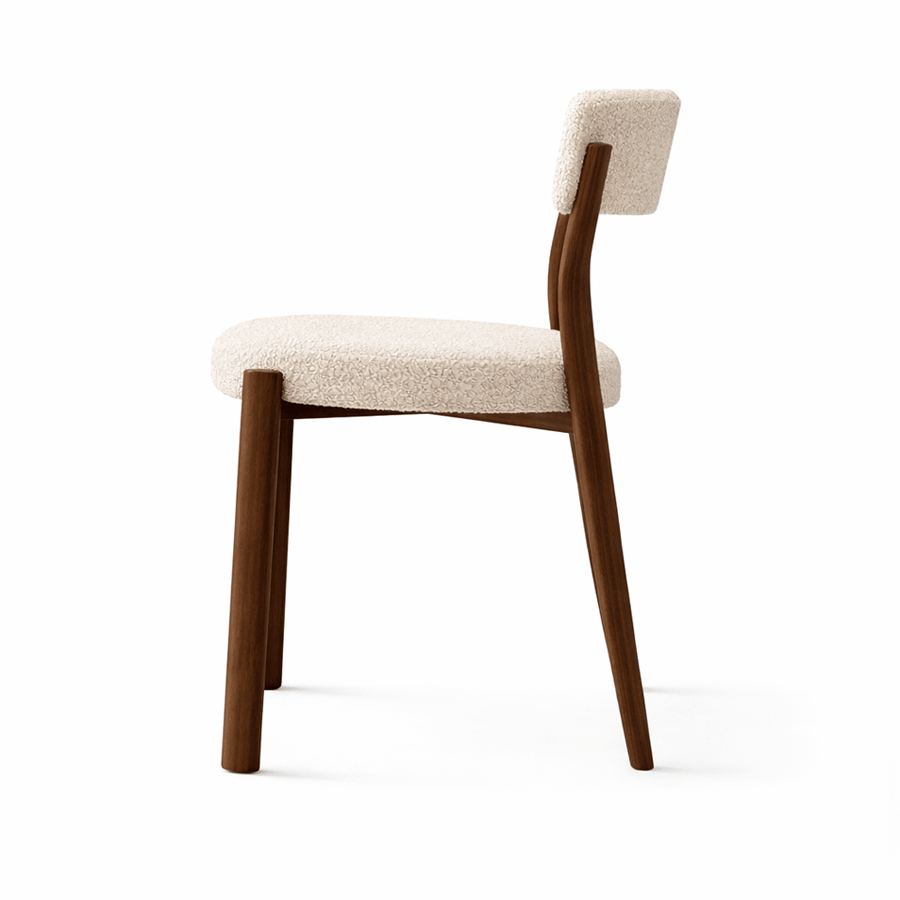 Dining chair bouclé sand Aiko - walnut look frame - Japandi