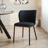 Eetkamerstoel Zwart Bouclé Stof Tess - Zonder Armleuningen