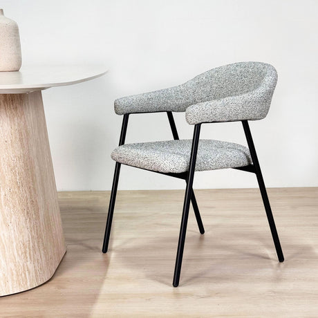 Dining Room Chair Set of 4 Bouclé Beige Lisa - Black Frame 