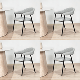 Dining Room Chair Set of 4 Bouclé Beige Lisa - Black Frame 