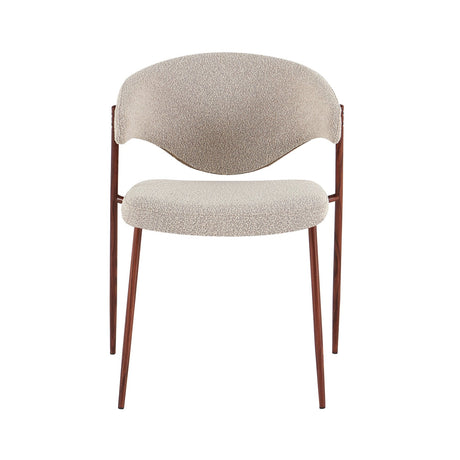 Eetkamerstoelen-Eetkamerstoel bouclé zandkleur Kaito - walnootlook frame - Japandi-Dimehouse