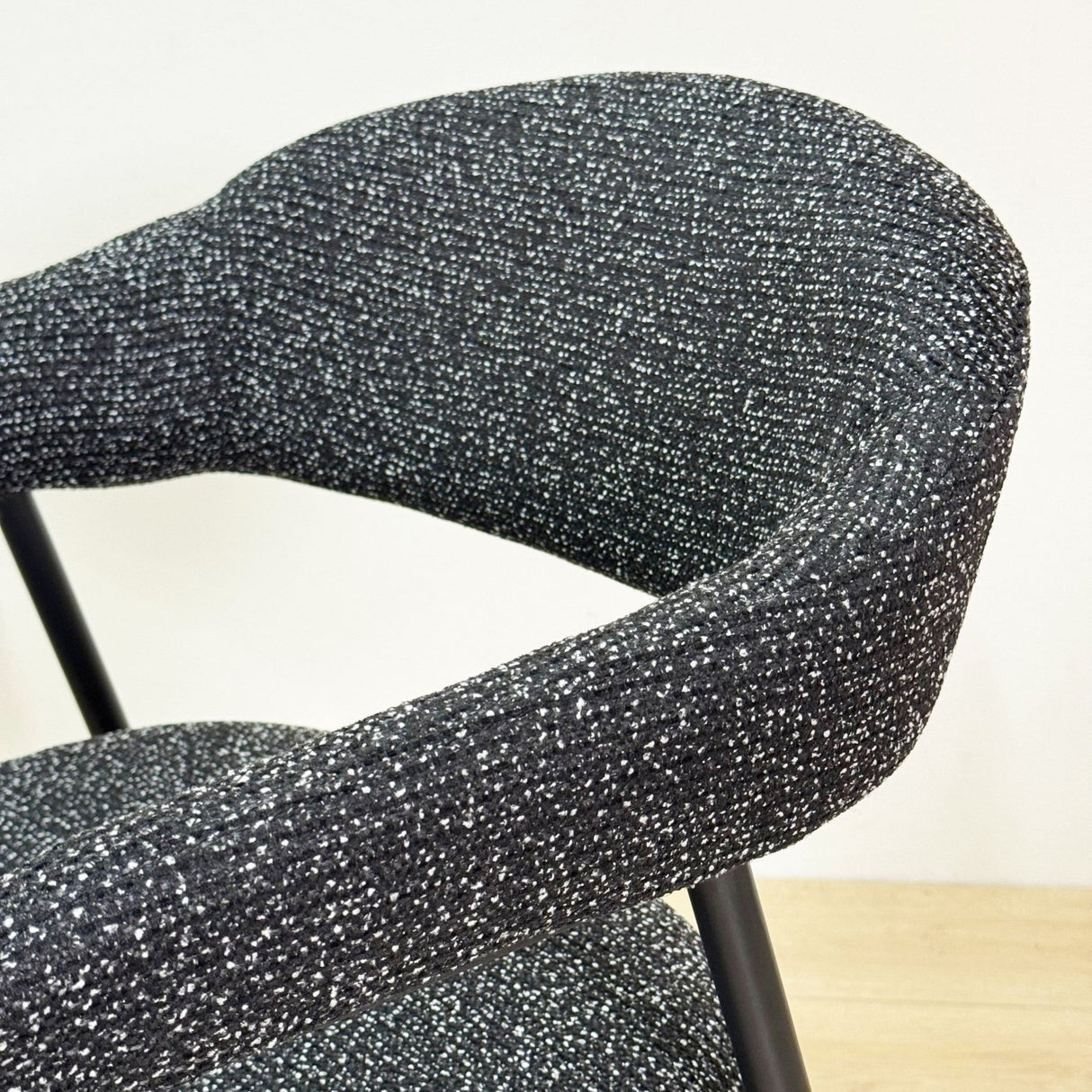 Dining Room Chair Set of 4 Bouclé Beige Lisa - Black Frame 