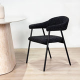 Dining Room Chair Set of 4 Bouclé Beige Lisa - Black Frame 