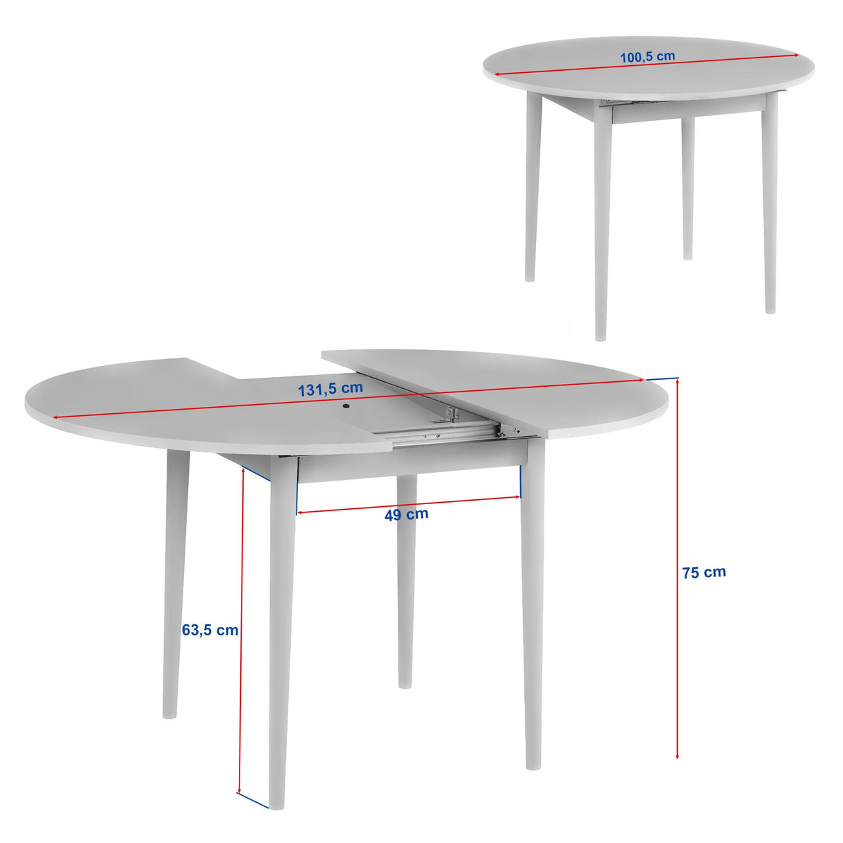 Eettafels - Eettafel Grenen Melamine uitschuifbaar 100 - 130 cm - Vienna - Dimehouse