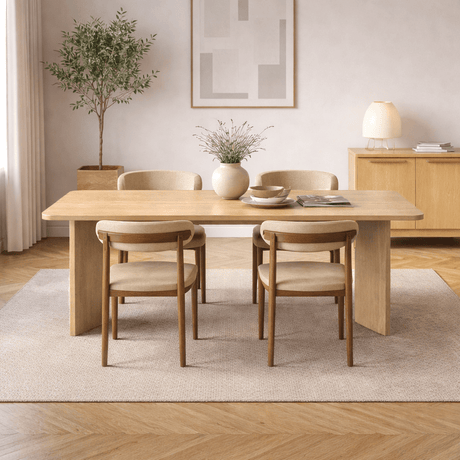 Rectangular Oak Melamine Dining Table 180x89.5x75 cm - Linova