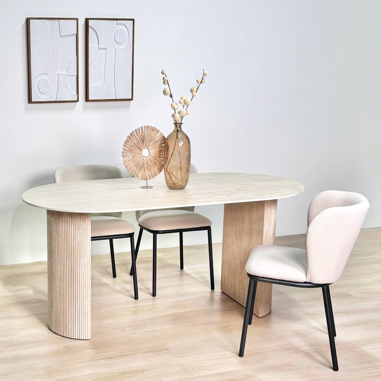Dining table Jimi 180x90 cm Travertin Beige