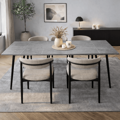 Dining Table Jules Sintered Stone Marble Look Grey