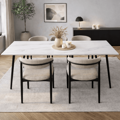 Dining Table Jules Sintered Stone Marble Look White