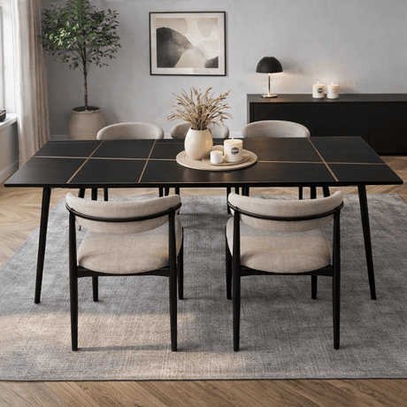 Dining Table Jules Sintered Stone Marble Look Black