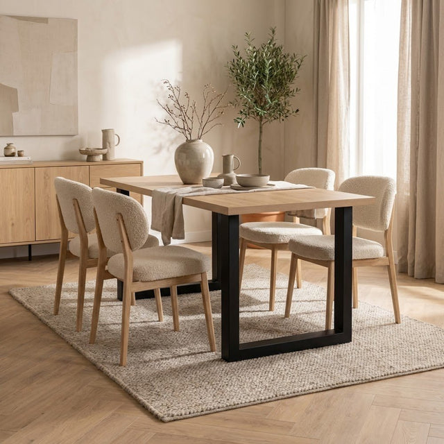 Eettafels - Eettafel Lenzo Rustiek Eiken - Zwarte U - poot - Dimehouse