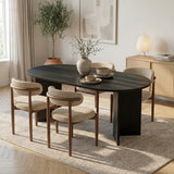 Oval dining table Black melamine - Japandi - 180x89.5x75 cm - Sota