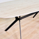 Eettafels - Eettafel Jimi Deens Ovaal Keramiek Travertinlook 180 cm - Dimehouse