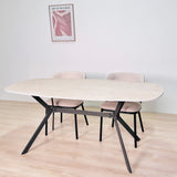 Eettafels - Eettafel Jimi Deens Ovaal Keramiek Travertinlook 180 cm - Dimehouse
