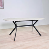 Eettafels - Eettafel Jimi Deens Ovaal Keramiek Travertinlook 180 cm - Dimehouse