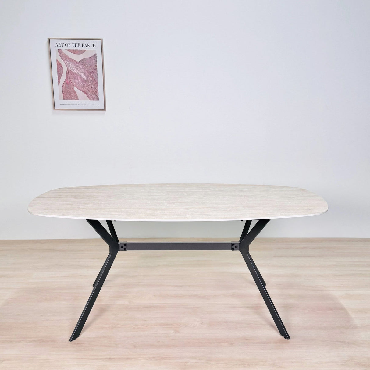Eettafels - Eettafel Jimi Deens Ovaal Keramiek Travertinlook 180 cm - Dimehouse