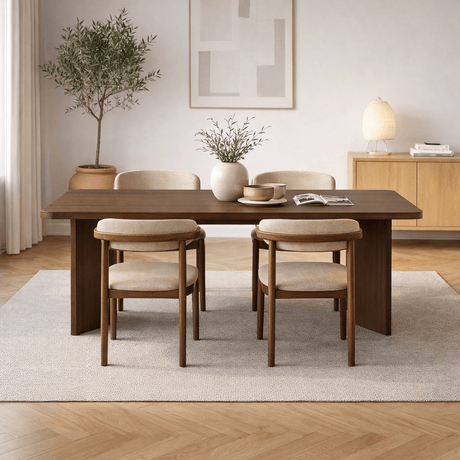 Rectangular Walnut Melamine Dining Table 180x89.5x75 cm - Linova