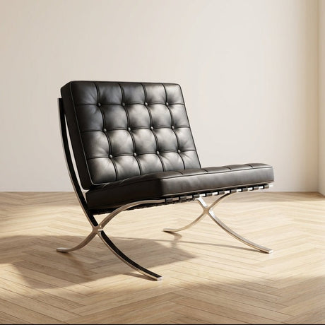 Expo fauteuil zwart premium leer sfeerfoto in modern interieur