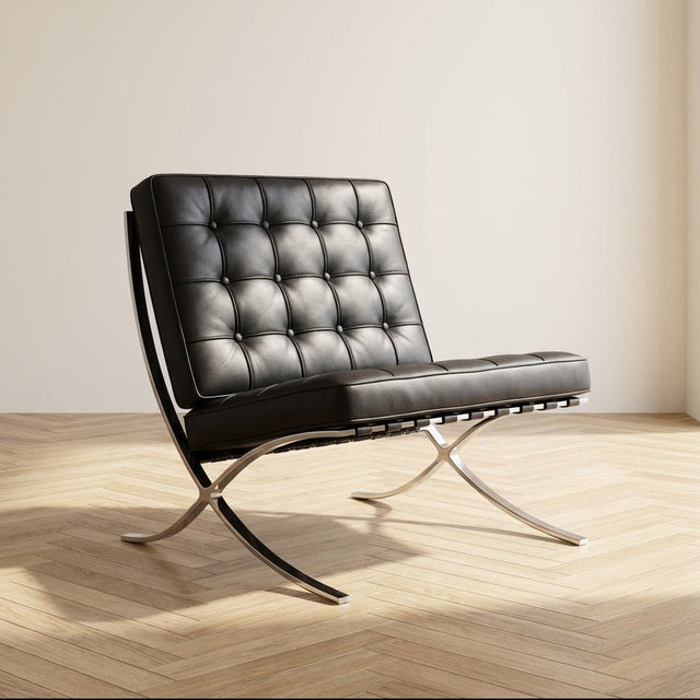 Expo fauteuil zwart premium leer sfeerfoto in modern interieur