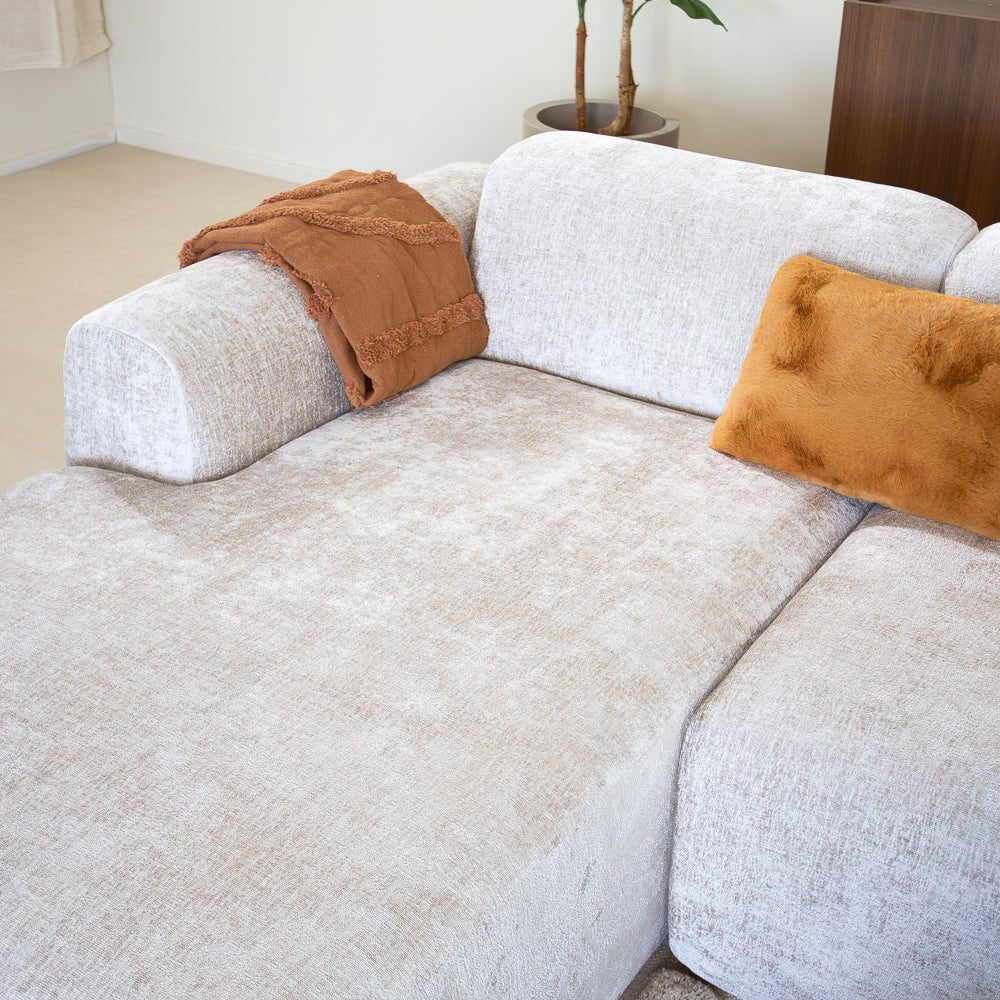 Banken-Hoekbank beige chenille stof - 272x170 cm - Shane - links-Dimehouse