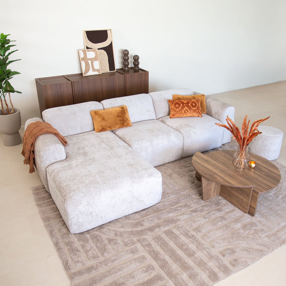 Banken-Hoekbank beige chenille stof - 272x170 cm - Shane - links-Dimehouse
