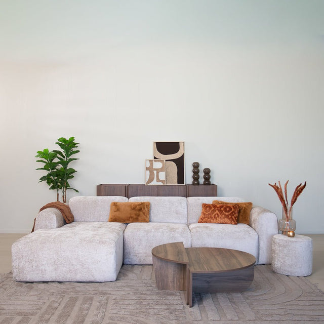Banken-Hoekbank beige chenille stof - 272x170 cm - Shane - links-Dimehouse