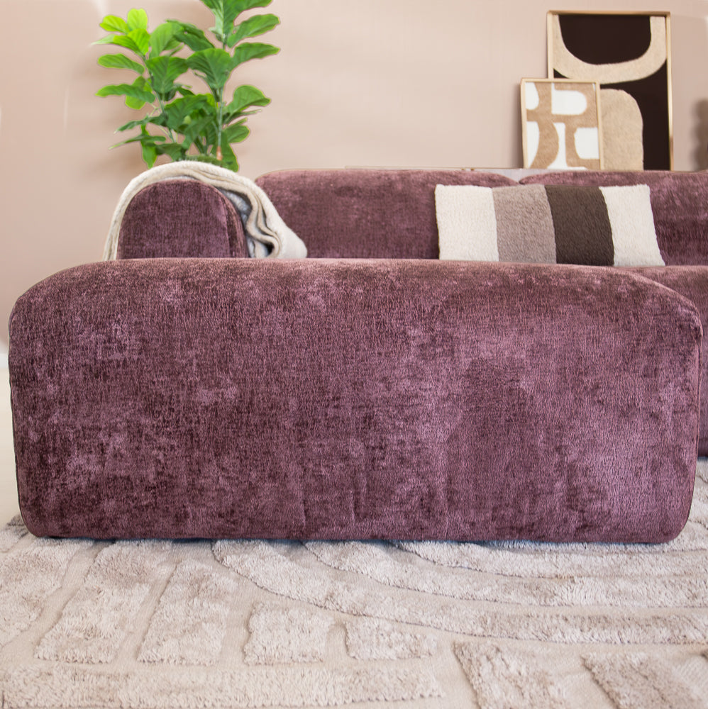 Corner sofa purple chenille fabric - 292x169 cm - Shane - left