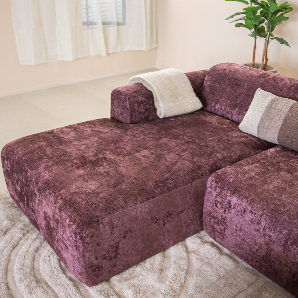 Corner sofa purple chenille fabric - 292x169 cm - Shane - left