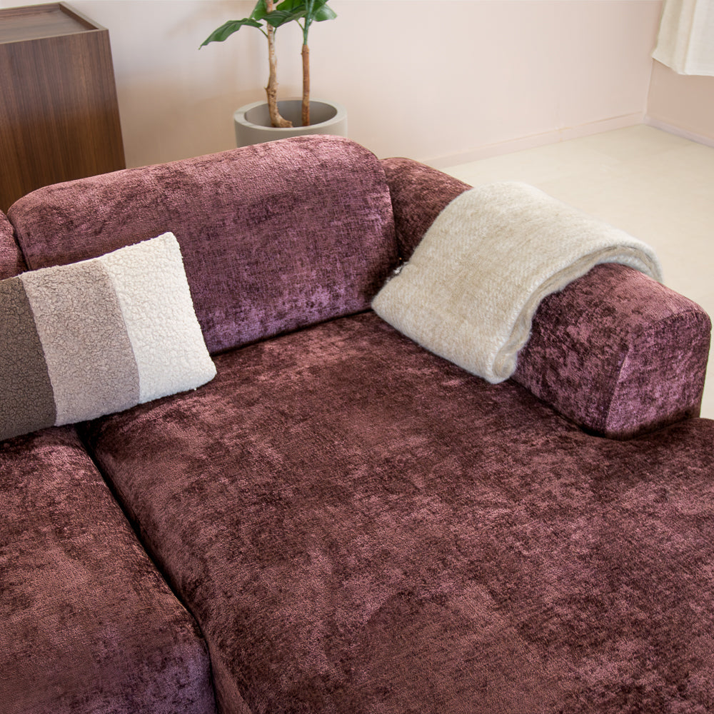 Corner sofa purple chenille fabric - 292x169 cm - Shane - right